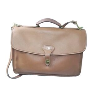 Jack Georges University Slim Dowel Briefcase Brown Leather, USA Retail $375